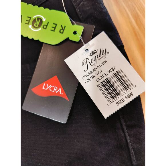 Royalty For Me WBB Black Mid Rise Ankle Jeans 14W Repreve Lycra - Picture 9 of 13